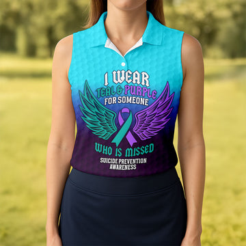 I Wear Teal And Purple Suicide Prevention Awareness Women’s Golf Polo, Golf Shirts