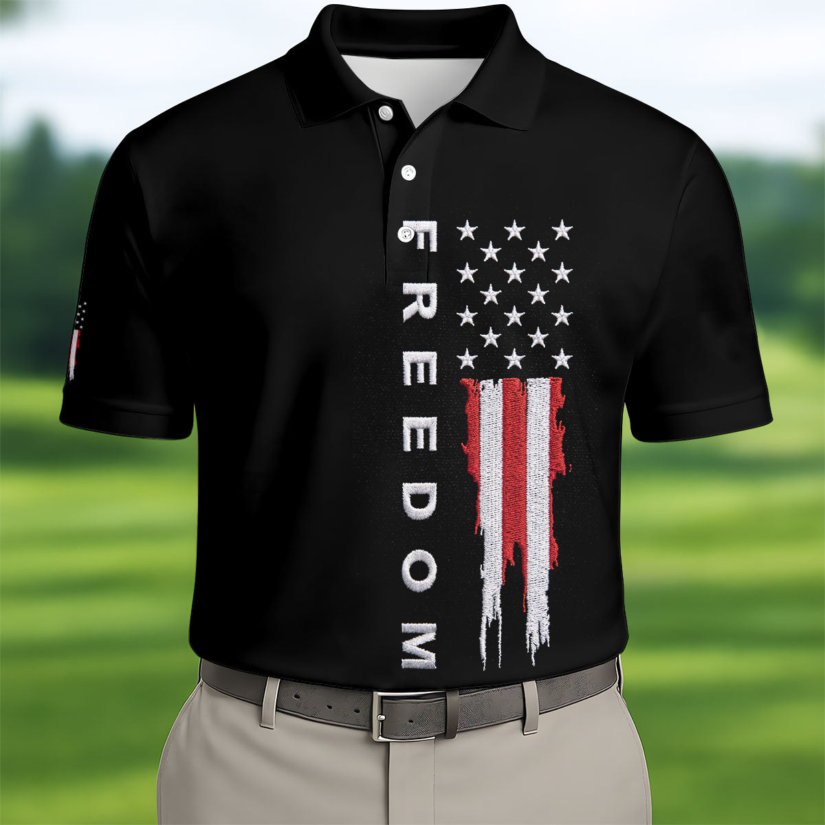 Stars And Stripes Flag 250th Anniversary Golf Shirt, Patriotic 4th Of July Golf Shirts For Men