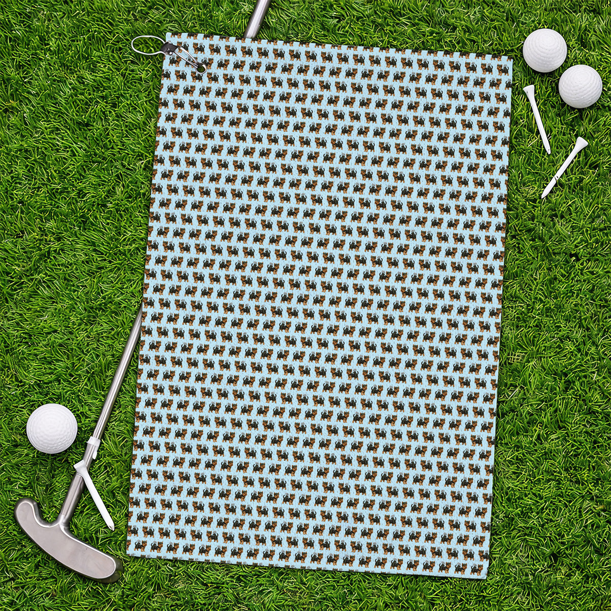 Yorkie Golf Pattern Golf Towels, Yorkshire Terrier Golf Towel, Golf Gift For Golfer