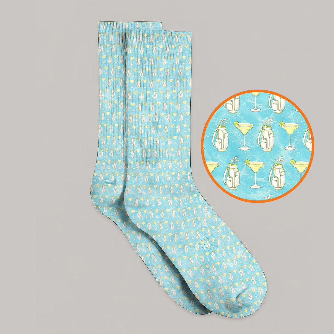 Golf & Margarita Pattern Golf Socks, Margarita Cocktail Golf Sock, Crazy Golf Gift For Golfer