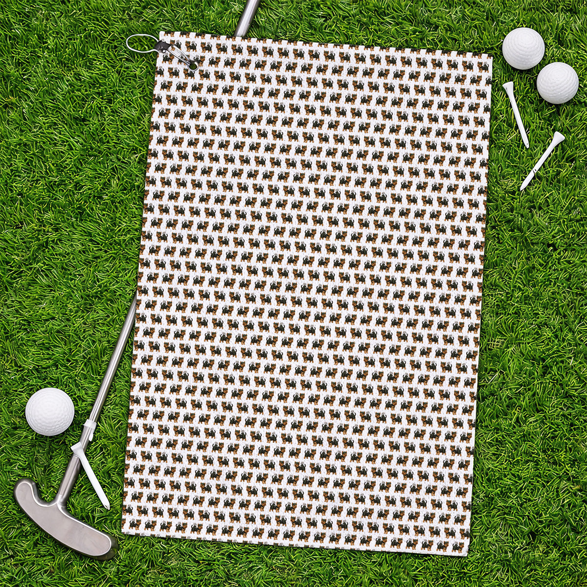 Yorkie Golf Pattern Golf Towels, Yorkshire Terrier Golf Towel, Golf Gift For Golfer