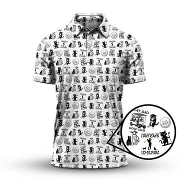 Cat Golf Shirt - Pattern Golf Shirt For Men - Cat Dad Golf Club Shirt For Golfers
