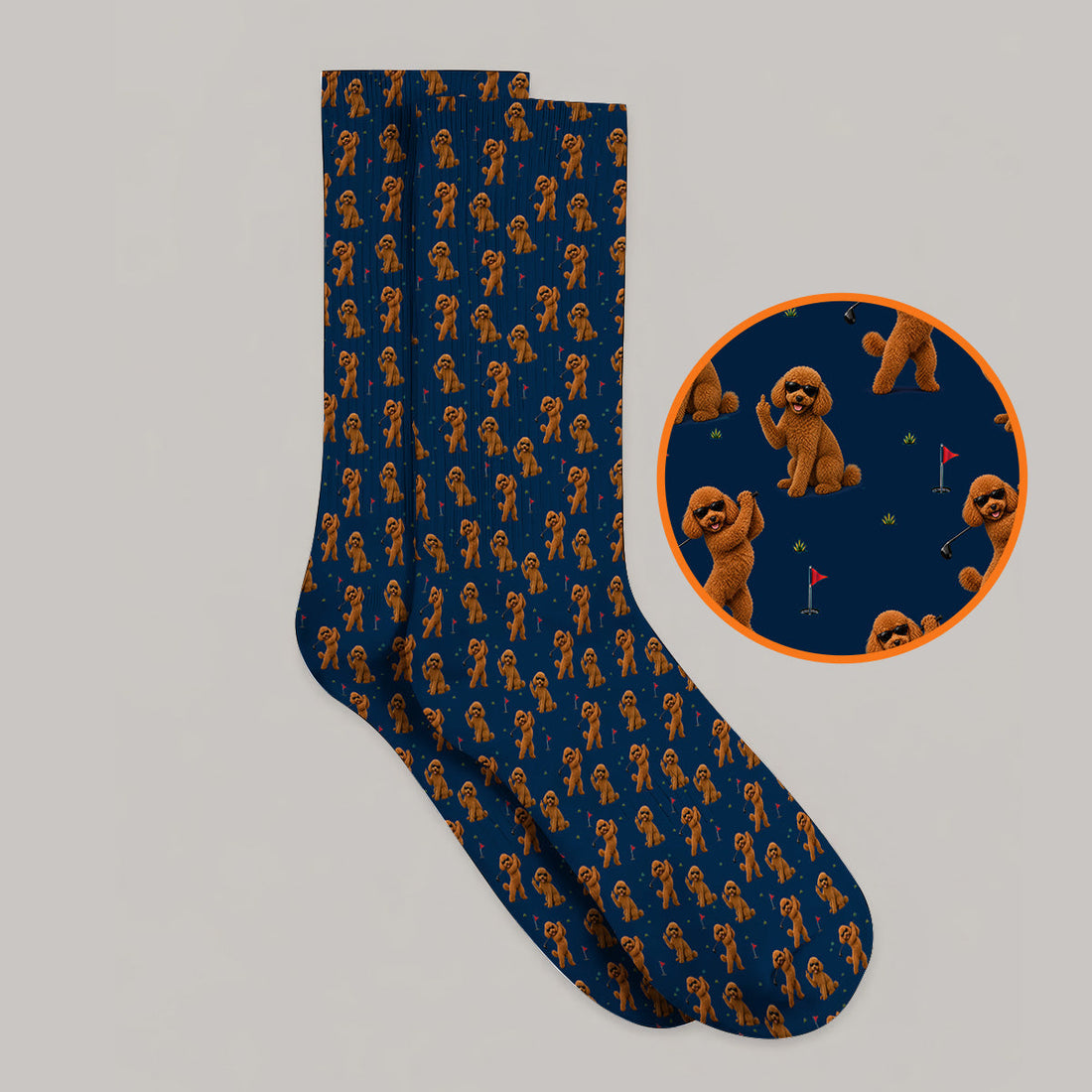 Funny Poodle Pattern Golf Socks, Cool Poodle Dog Golf Sock, Perfect Golf Gift For Golfer