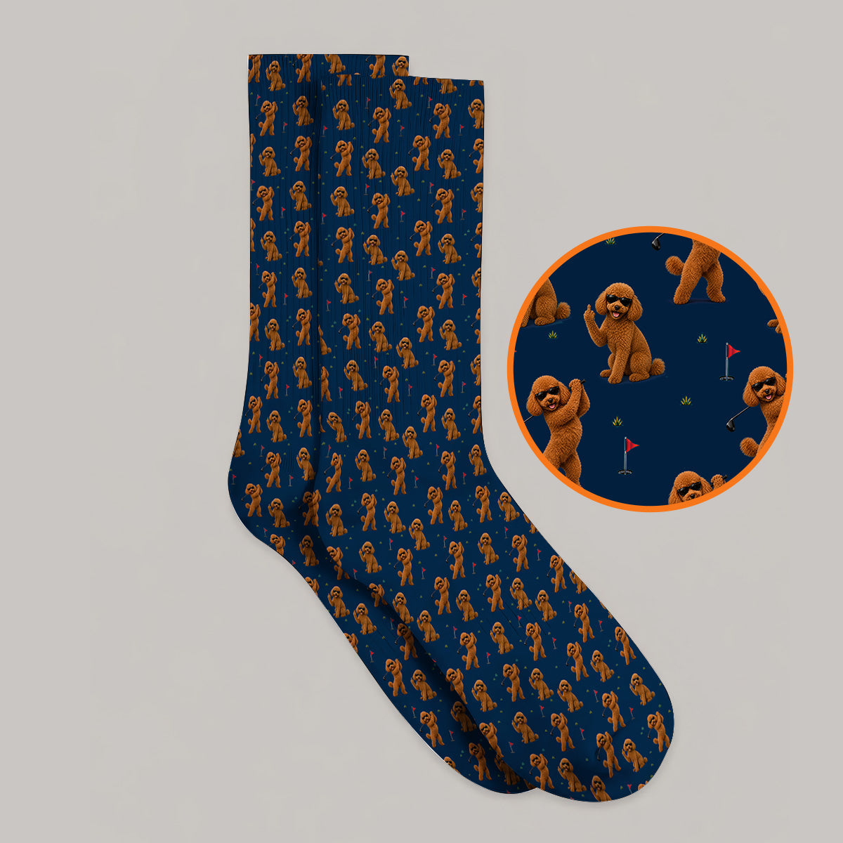 Funny Poodle Pattern Golf Socks, Cool Poodle Dog Golf Sock, Perfect Golf Gift For Golfer