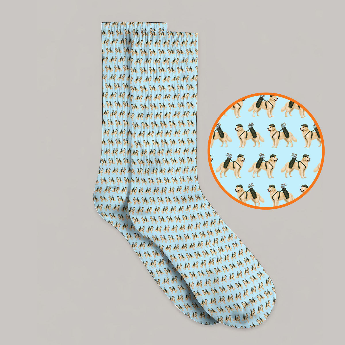 Golden Retriever Golf Sock, Funny Pattern Golf Socks, Golden Retriever Dad Gift