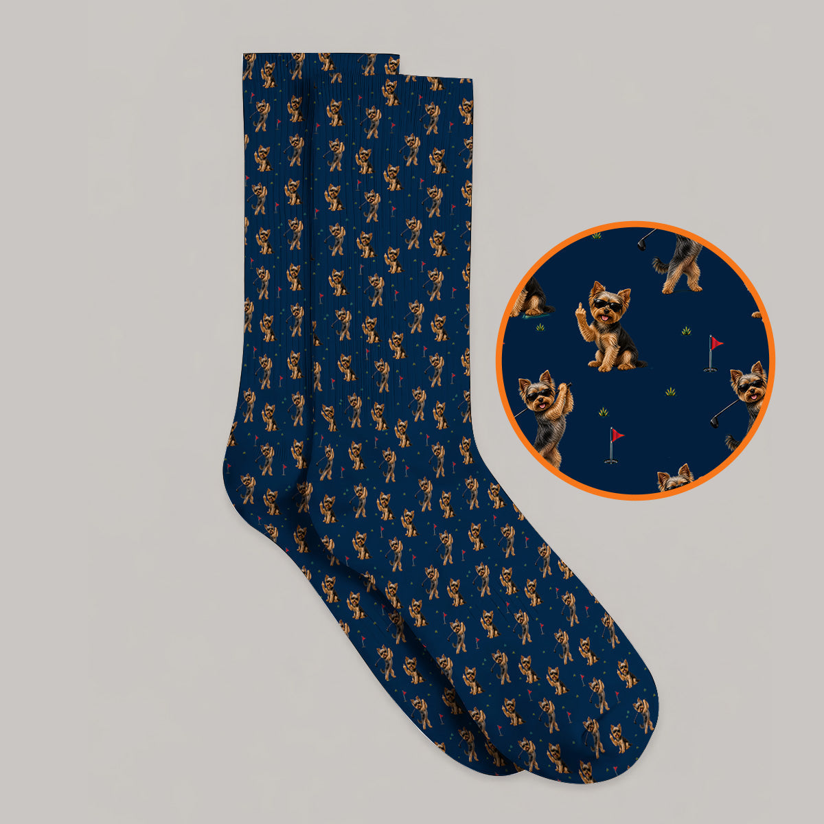 Funny Yorkshire Terrier Golf Socks, Cool Yorkie Pattern Golf Sock, Gift For Golf Lovers
