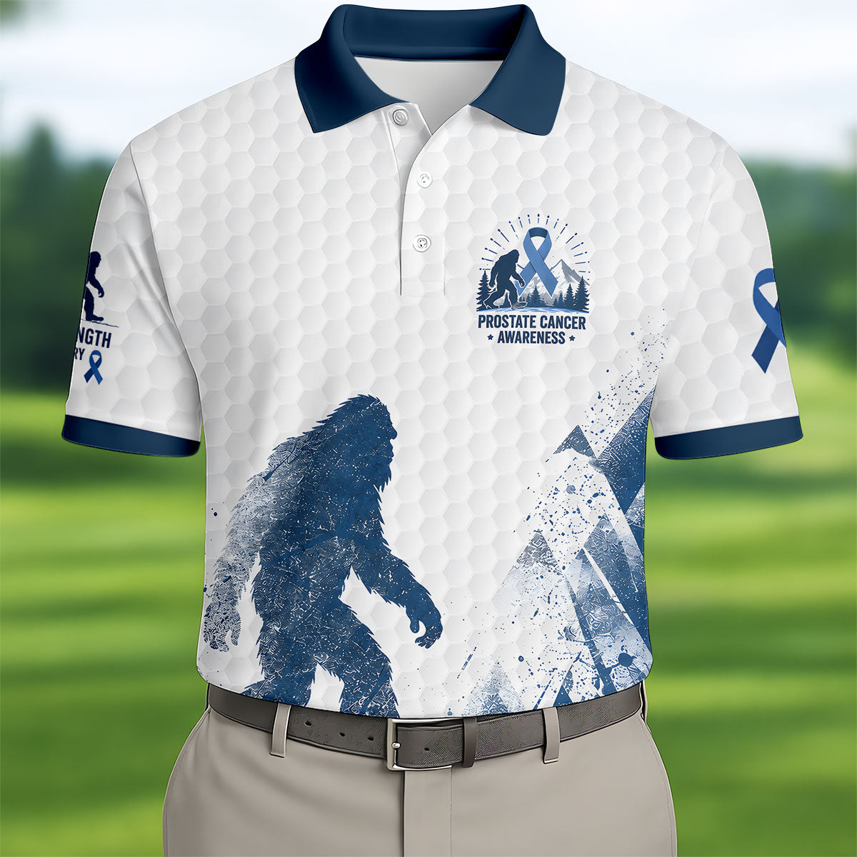 Bigfoot Prostate Cancer Awareness Polo Shirt, Mens Golf Polo, Printed Golf Shirts