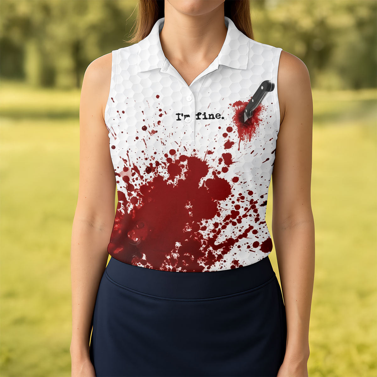 I'm Fine. Horror Golf Polo Shirt, Golf Shirts For Women, Women's Golf Apparel