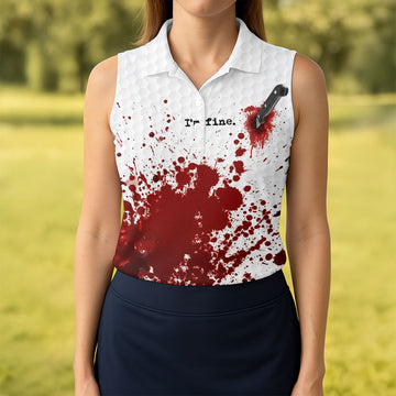 I'm Fine. Horror Golf Polo Shirt, Golf Shirts For Women, Women's Golf Apparel