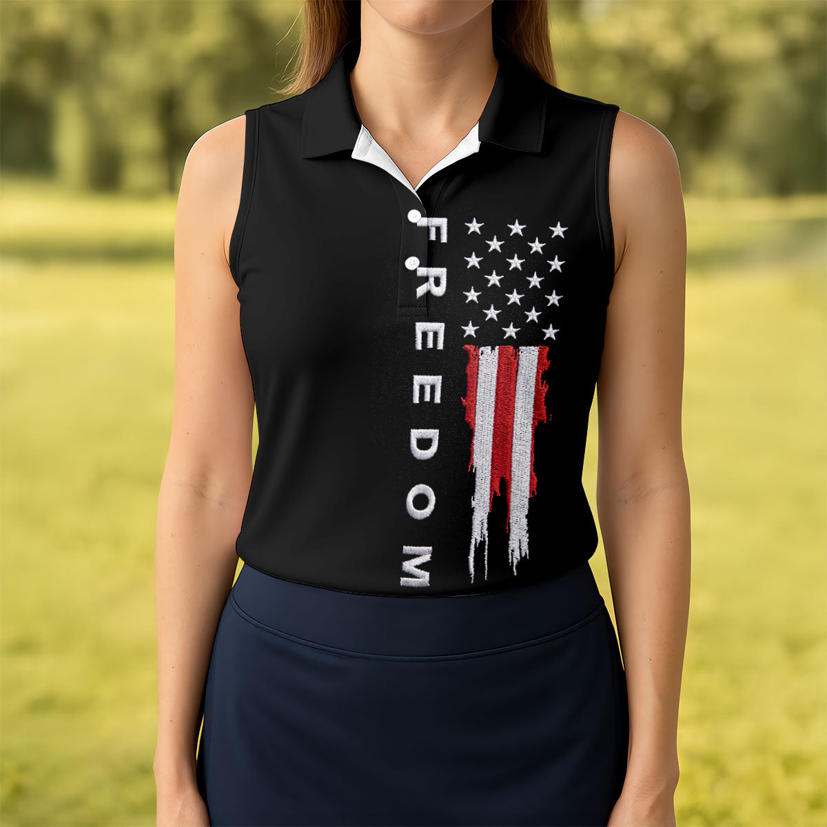 Stars And Stripes Flag 250th Anniversary Golf Shirt, Patriotic 4th Of July Golf Shirt For Women