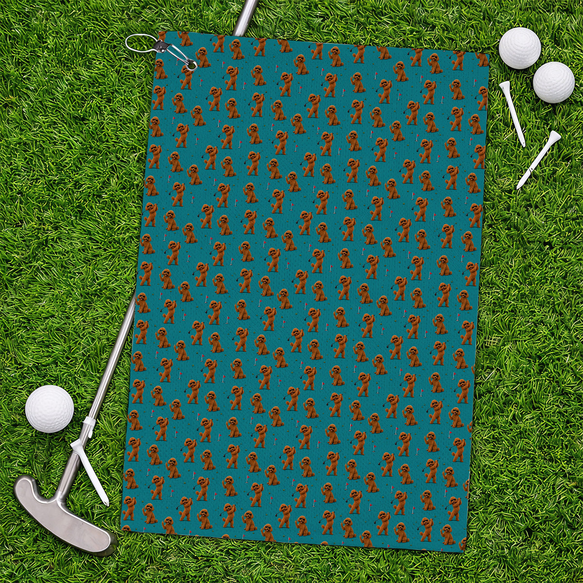 Funny Poodle Pattern Golf Towel, Cool Poodle Dog Golf Towels, Perfect Golf Gift For Golfer