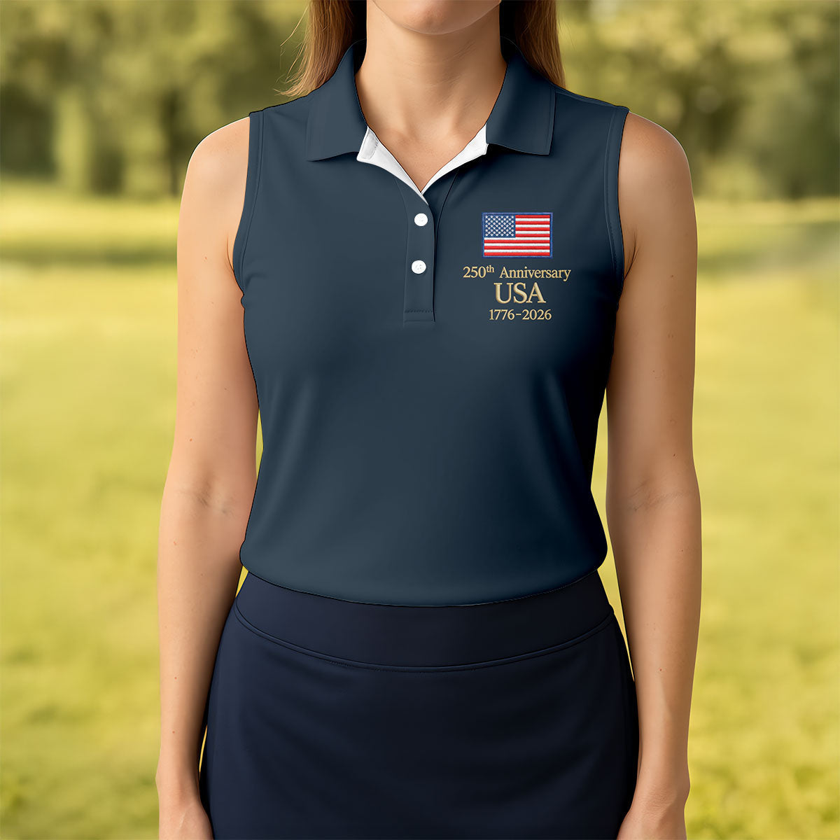 250th Anniversary USA Flag Logo 4th Of July Golf Shirt, Vintage Patriot Golf Shirt For Women