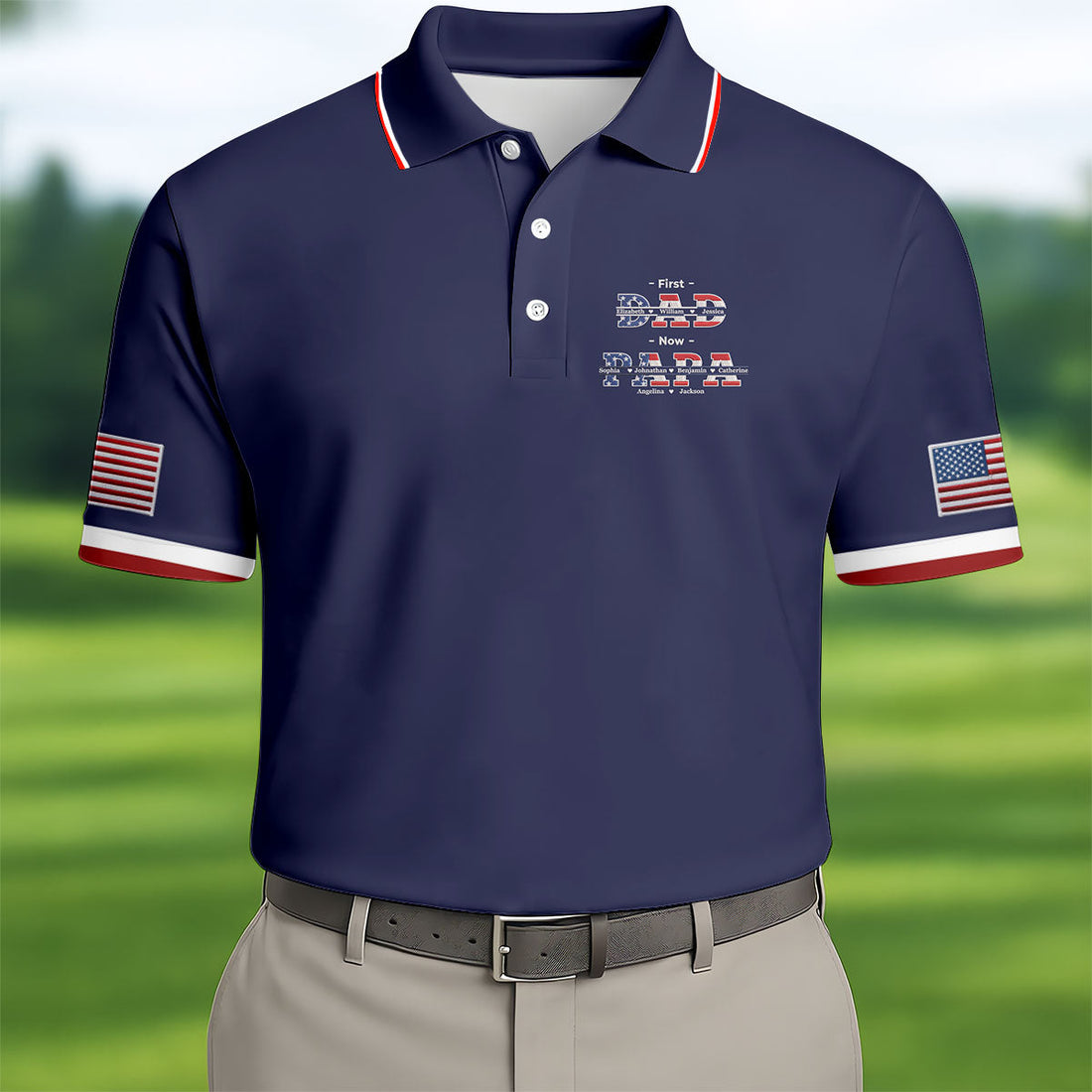 Navy First Dad Now Grandpa Golf Polo Shirt, Golf Polo Shirts For Men, Mens Golf Shirts