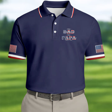 Navy First Dad Now Grandpa Golf Polo Shirt, Golf Polo Shirts For Men, Mens Golf Shirts