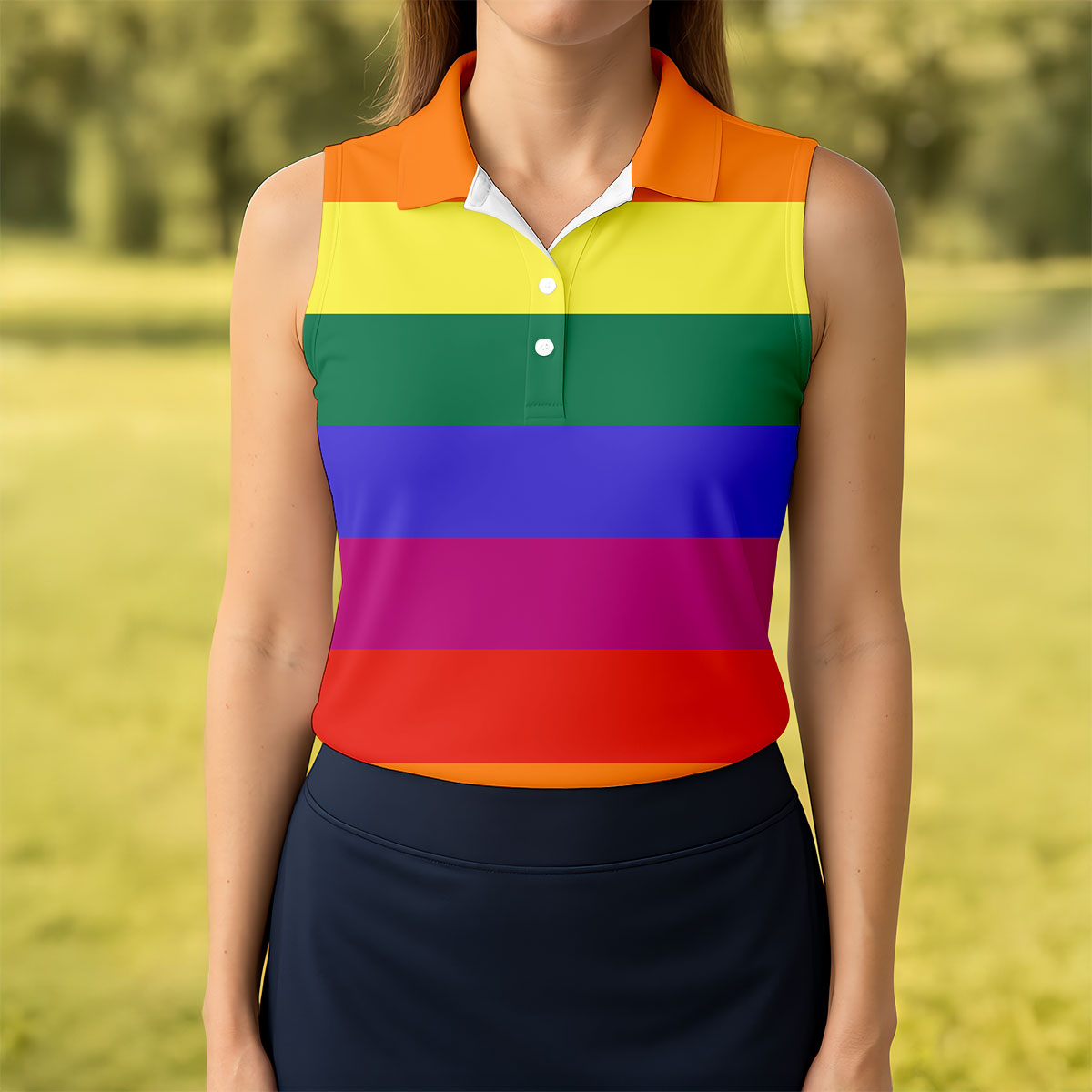 LGBT Rainbow Pride Month Celebrate Ladies Golf Tops, Pride Colors Golf Shirt For Women