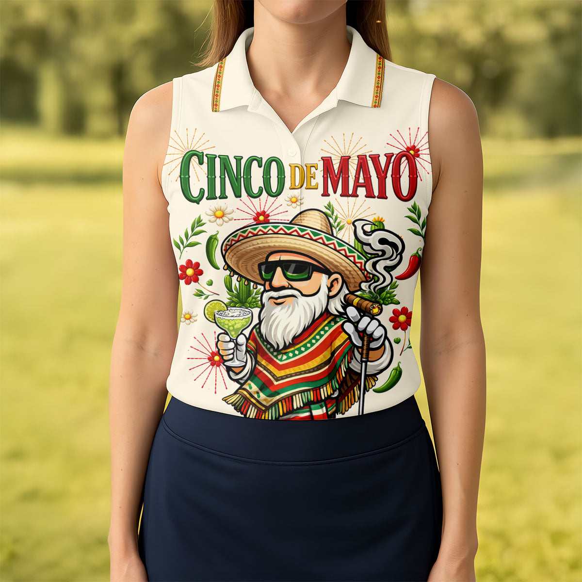 Margarita Man Cinco De Mayo Celebration Beige Golf Shirt, Fiesta Theme Golf Shirt For Women