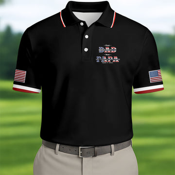 Black First Dad Now Grandpa Golf Polo Shirt, Mens Golf Shirts, Golf Apparel For Men