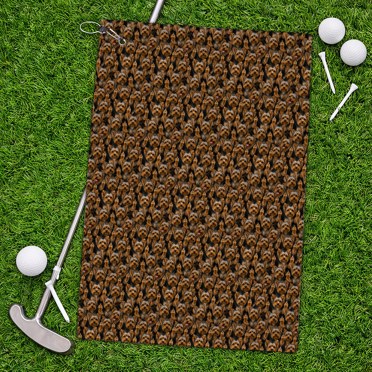 Yorkshire Terrier Golf Towel, Funny Yorkie Pattern Golf Towels, Golf Gift For Dog Lovers