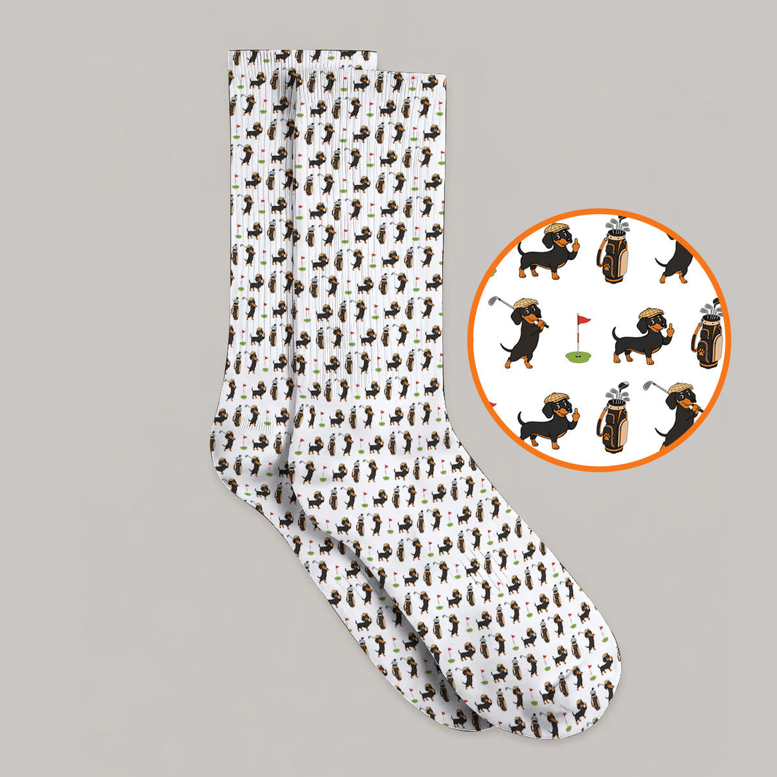 Dachshund Golf Socks, Funny Wiener Dog Pattern Golf Sock, Doxie Lover Golf Gift