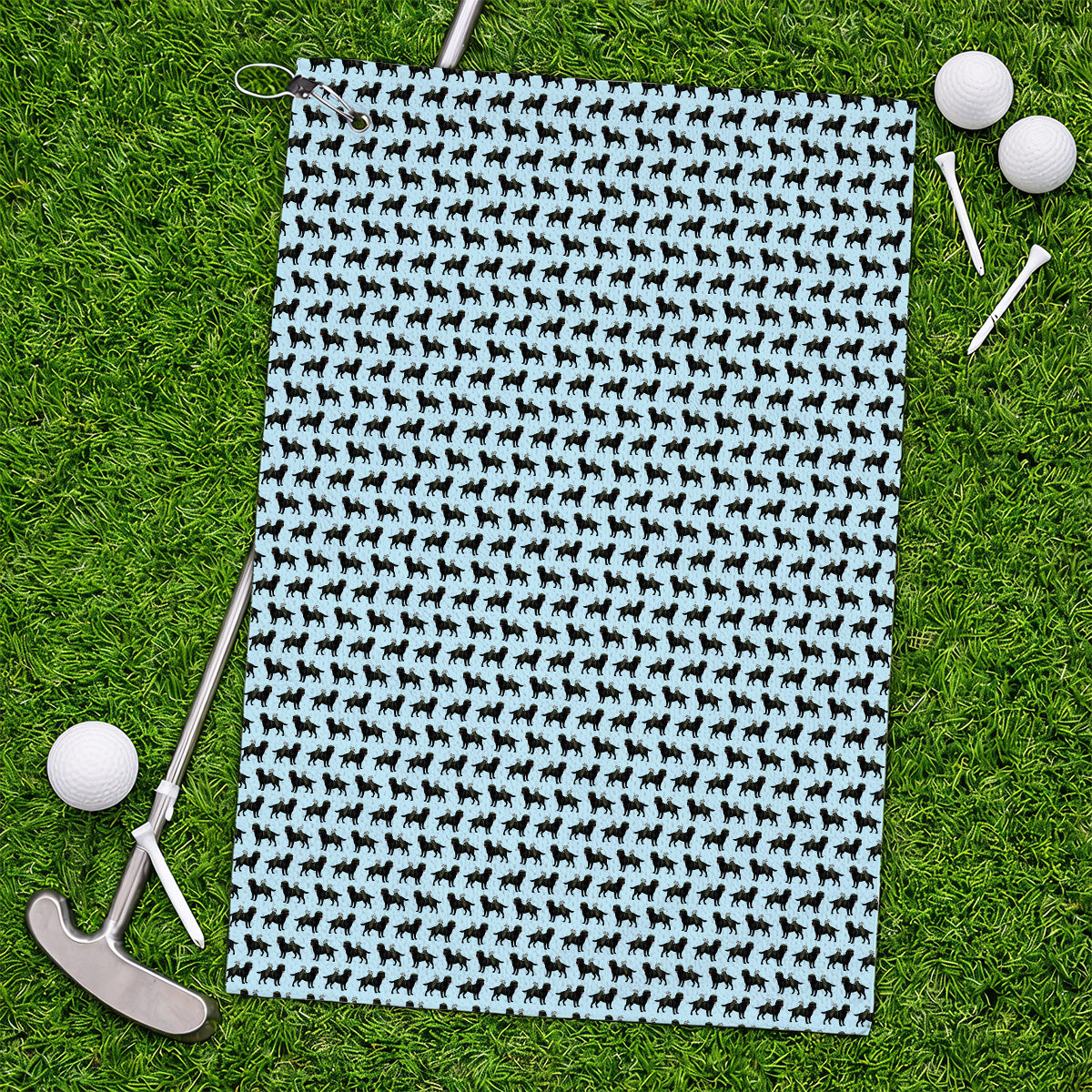 Black Lab Pattern Golf Towels, Crazy Labrador Golf Towel, Golf Gift For Golfer