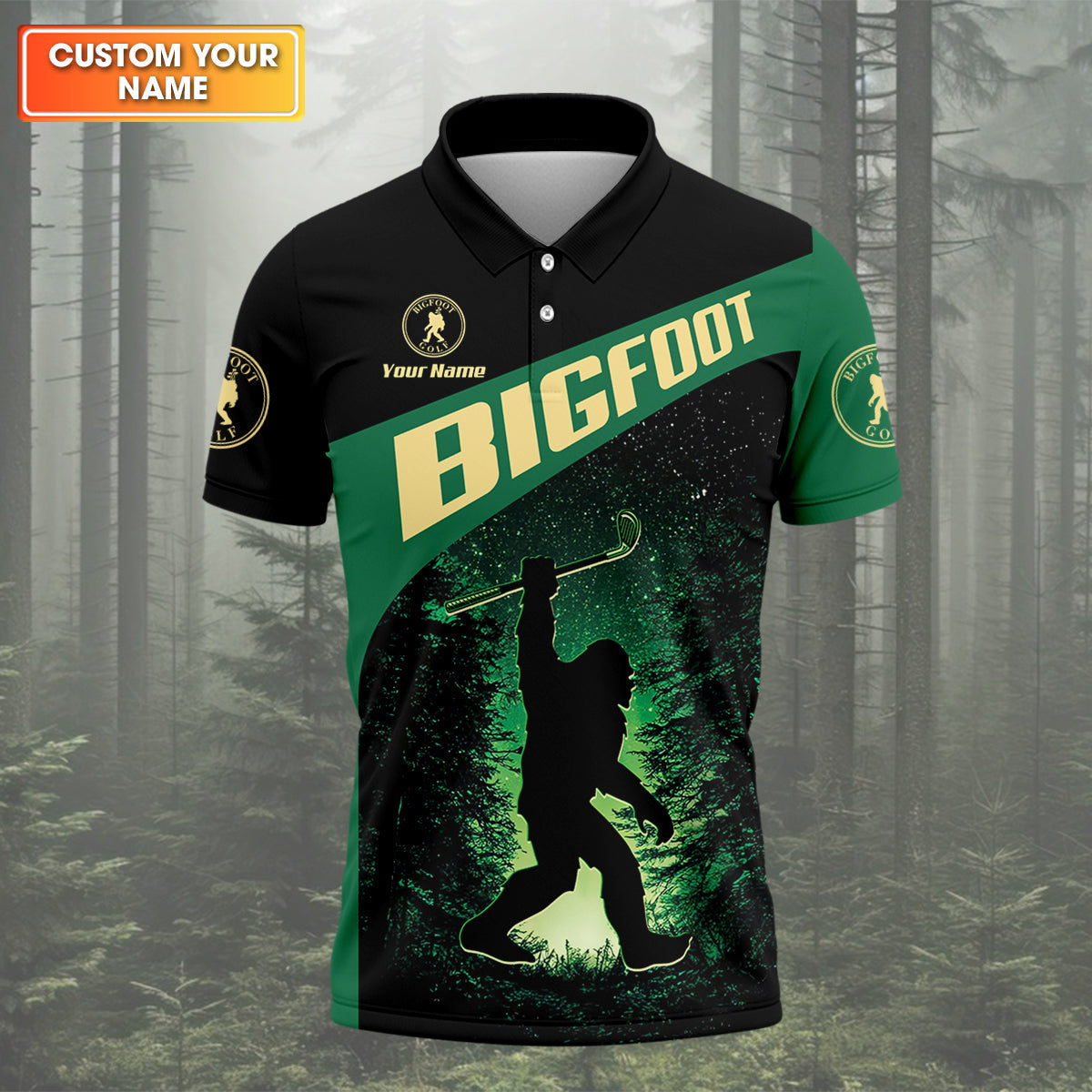 Bigfoot Custom Mens Golf Polo Shirt, Golf Gifts For Dad