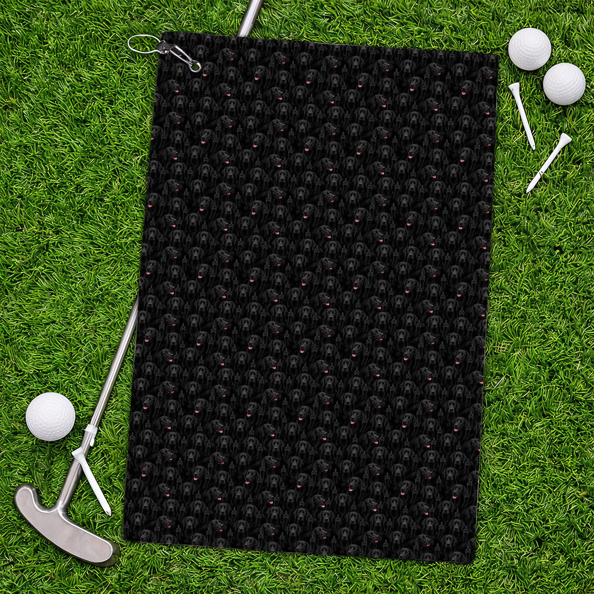 Black Labrador Middle Finger Golf Towel, Funny Pattern Golf Towels, Dog Lover Golf Gift