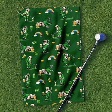 Green St. Patrick’s Day Leprechaun Golf Towel, Funny Golf Gift, Golf Accessories