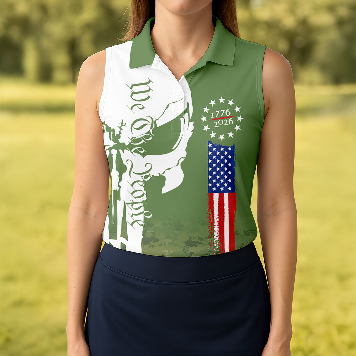 American Bill Of Rights Camo Golf Shirt, 250 Years 4th Of July Golf Shirt For Women