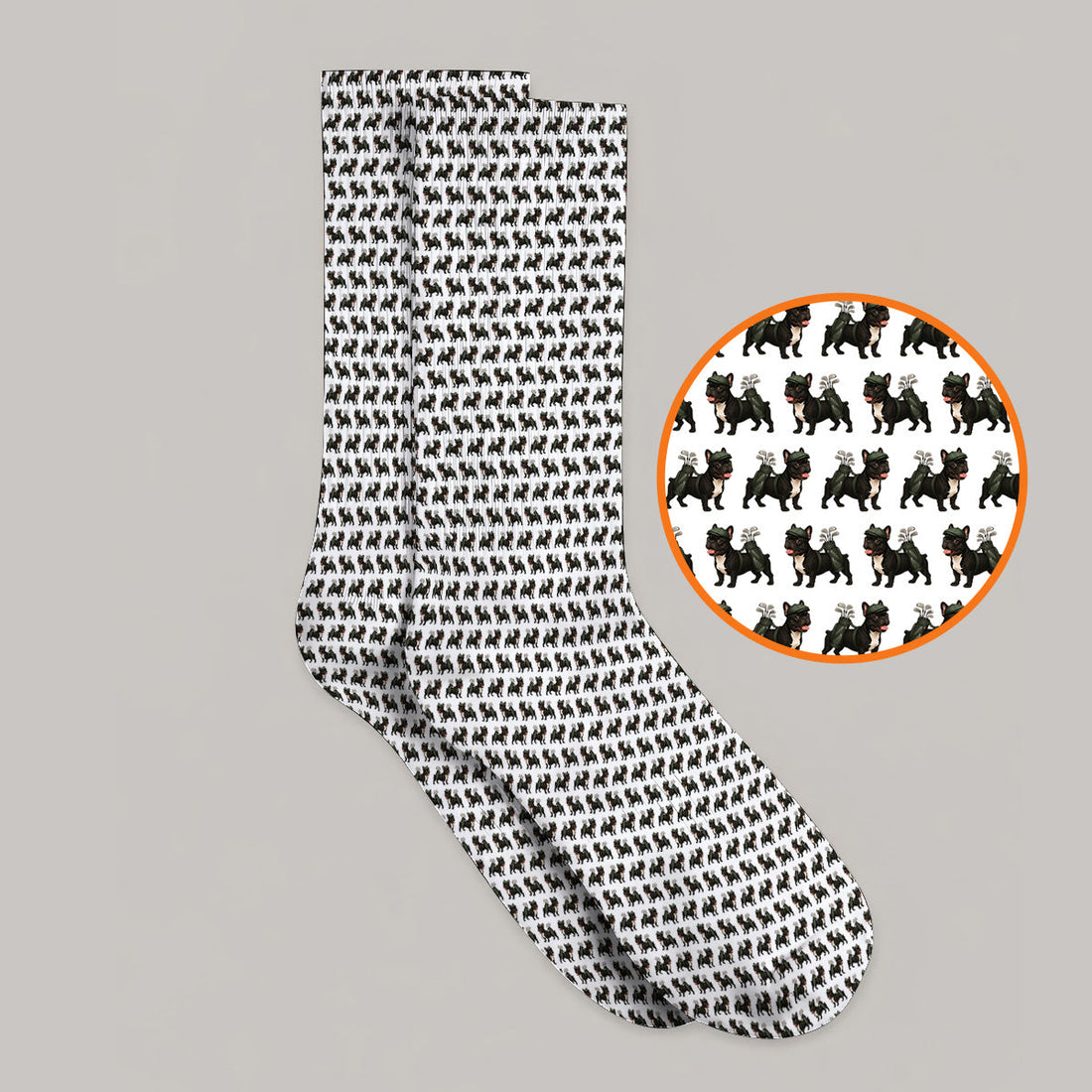 Black French Bulldog Golf Sock, Frenchie Pattern Golf Socks, Funny Dog Dad Gift
