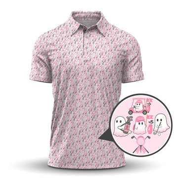 Ghost Of Halloween Pattern Golf Shirt, Funny Breast Cancer Golf Shirt, Ladies Golf Shirts
