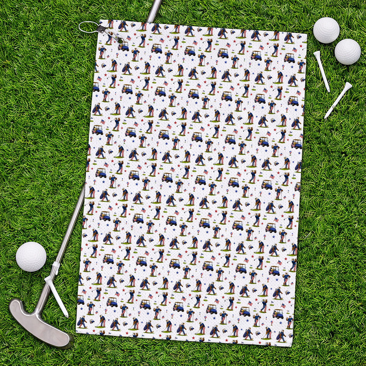 Patriotic Eagle Golf Towel, USA Flag Pattern Golf Towels, Funny Golf Gift For Golfer