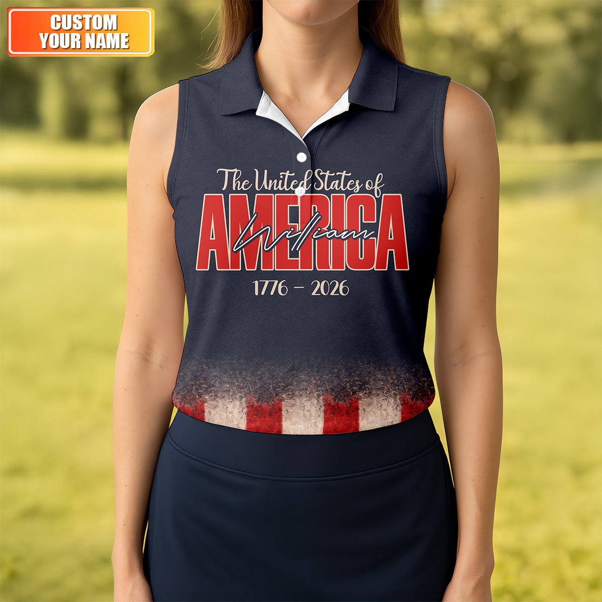 God Bless America Faith Cross Bald Eagle Patriotic Golf Shirt, 250 Years Golf Shirt For Women
