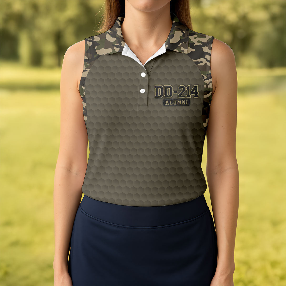 DD-214 Alumni Camo Golf Polo Shirt, Veterans Day Golf Shirt, Womens Golf Shirts