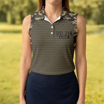 DD-214 Alumni Camo Golf Polo Shirt, Veterans Day Golf Shirt, Womens Golf Shirts