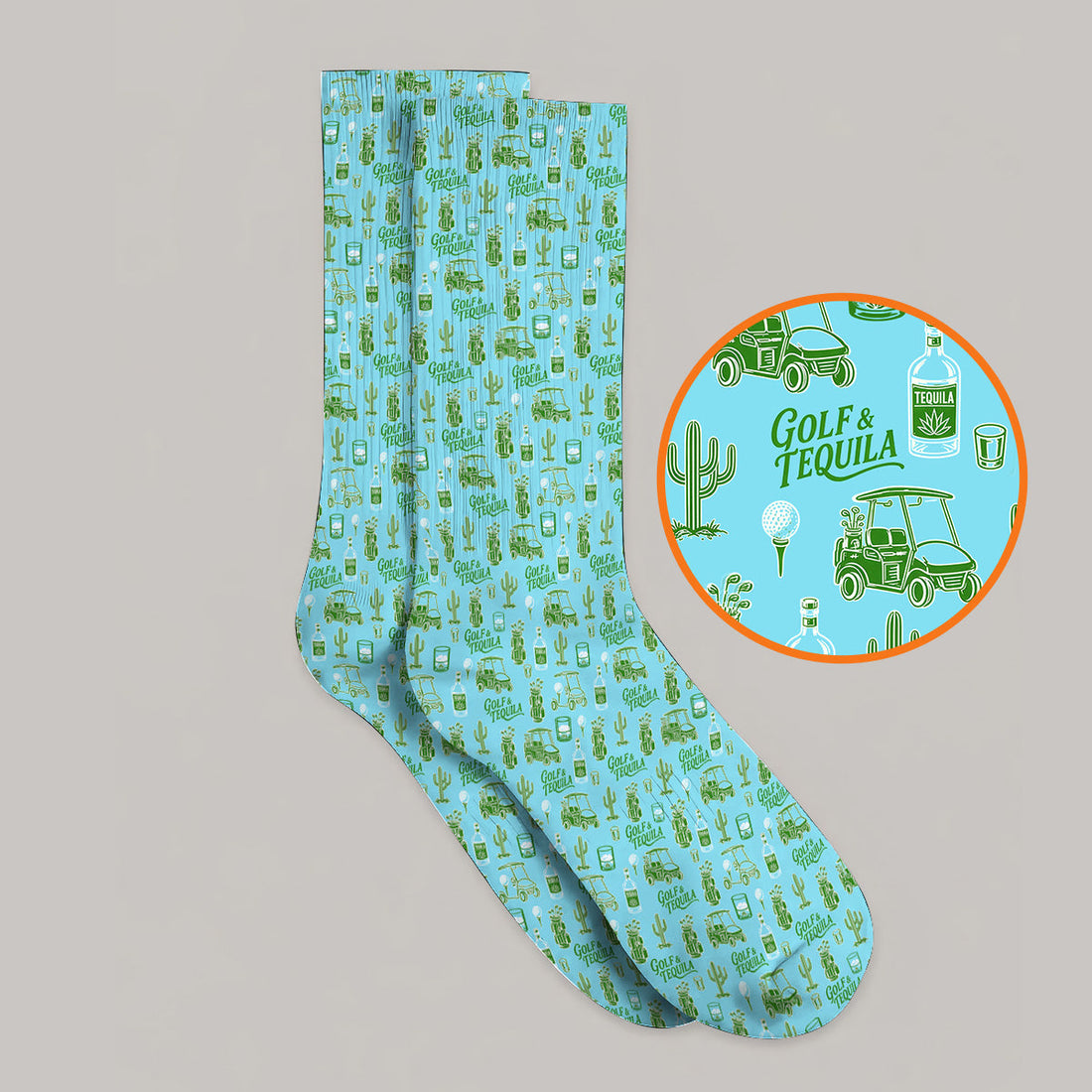 Golf & Tequila Pattern Golf Socks, Funny Golf Sock For Tequila Lover, Golf Gift For Golfer