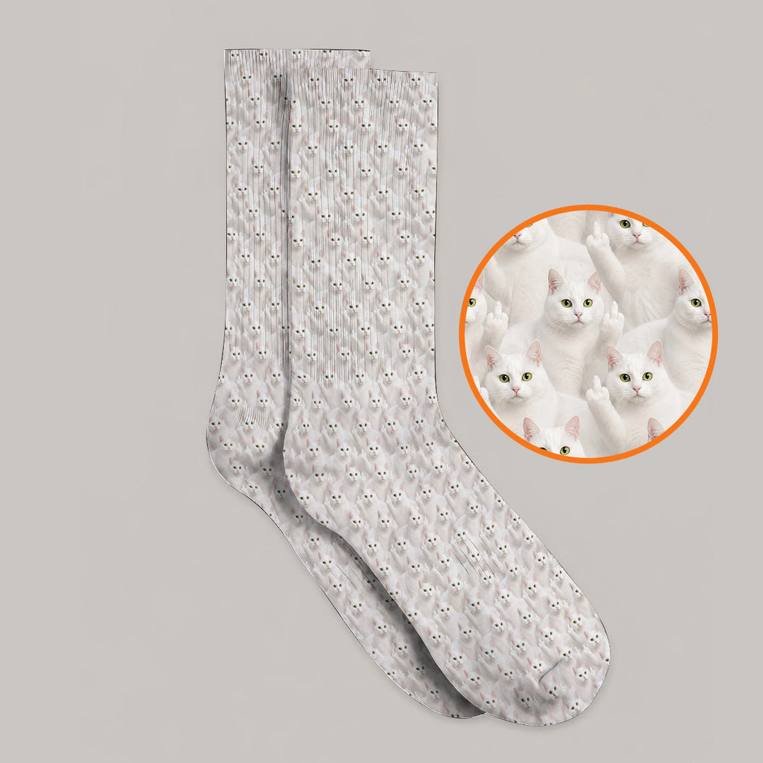 White Cat Pattern Golf Socks, Crazy Cat Lover Golf Sock, Funny Golf Gift For Cat Mom