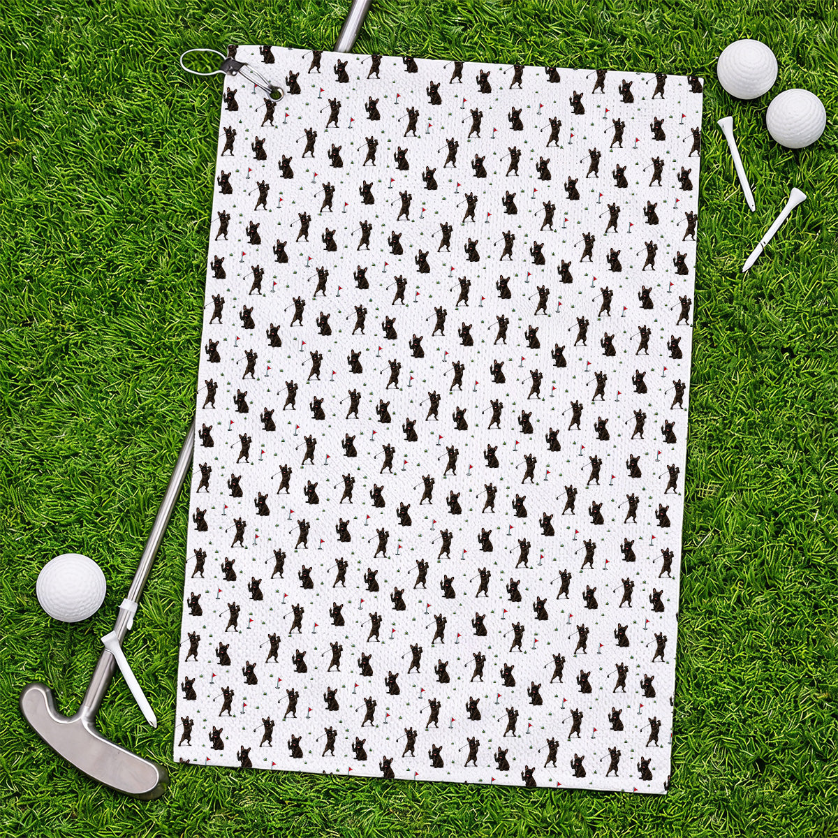 Frenchie Golf Towel, French Bulldog Pattern Towels, Funny Golf Gift For Golfer