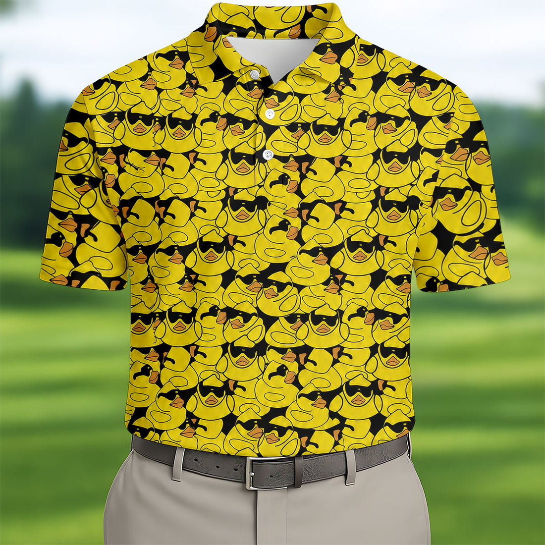 Yellow Sunglasses Rubber Duck Hawaiian Golf Shirt, Hawaiian Golf Shirt, Mens Golf Shirts, Golf Apparel For Men