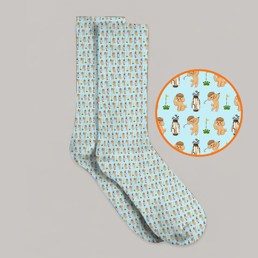 Toy Poodle Pattern Golf Socks, Funny Poodle Golf Sock, Golf Gift For Dog Lover