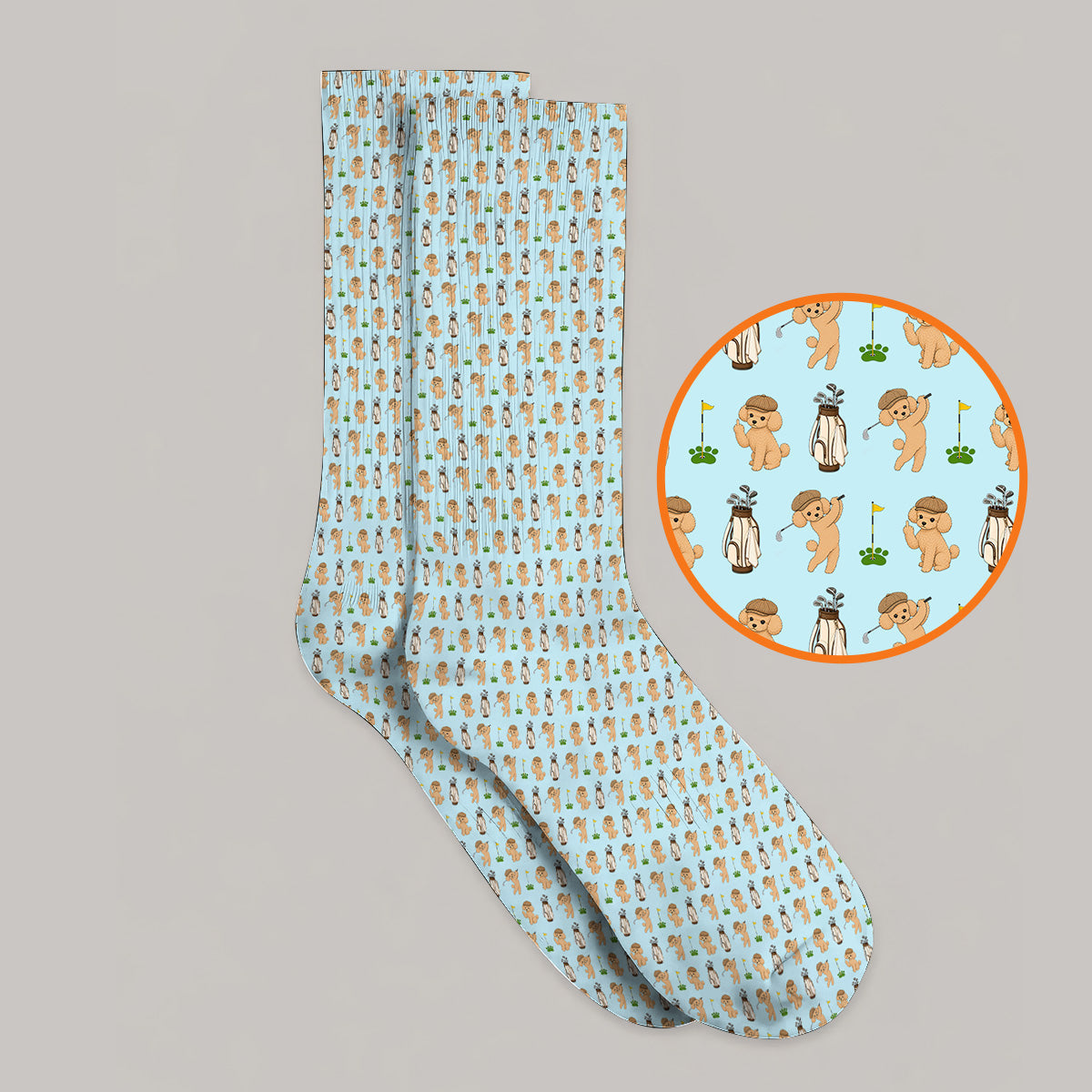 Toy Poodle Pattern Golf Socks, Funny Poodle Golf Sock, Golf Gift For Dog Lover