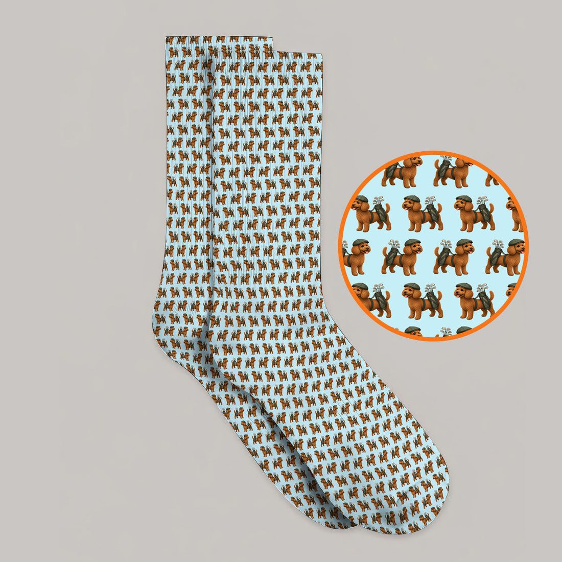 Funny Dog Pattern Golf Sock, Poodle Golf Socks, Golf Gift For Golfer