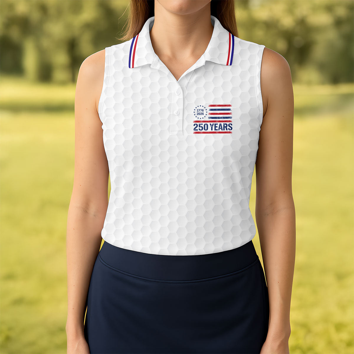 One Nation Under God We The People White Golf Shirt, 250 Years 4th Of July Golf Shirt For Women