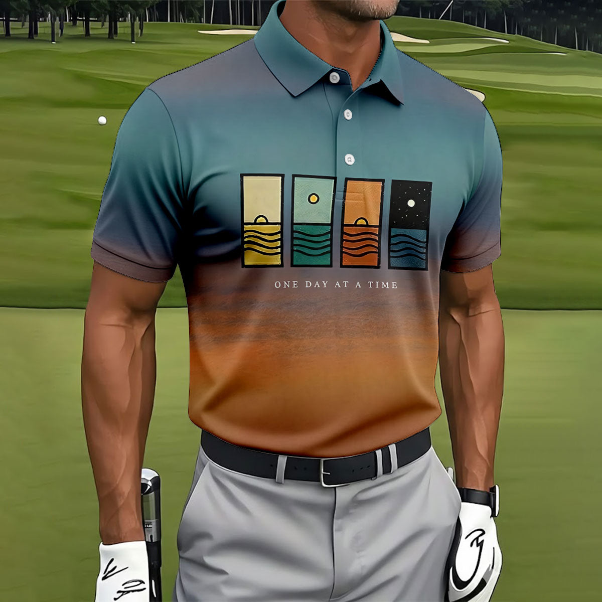 One Day At A Time Suicide Prevention Abstract Mens Golf Polo, Golf Polo Shirts For Men
