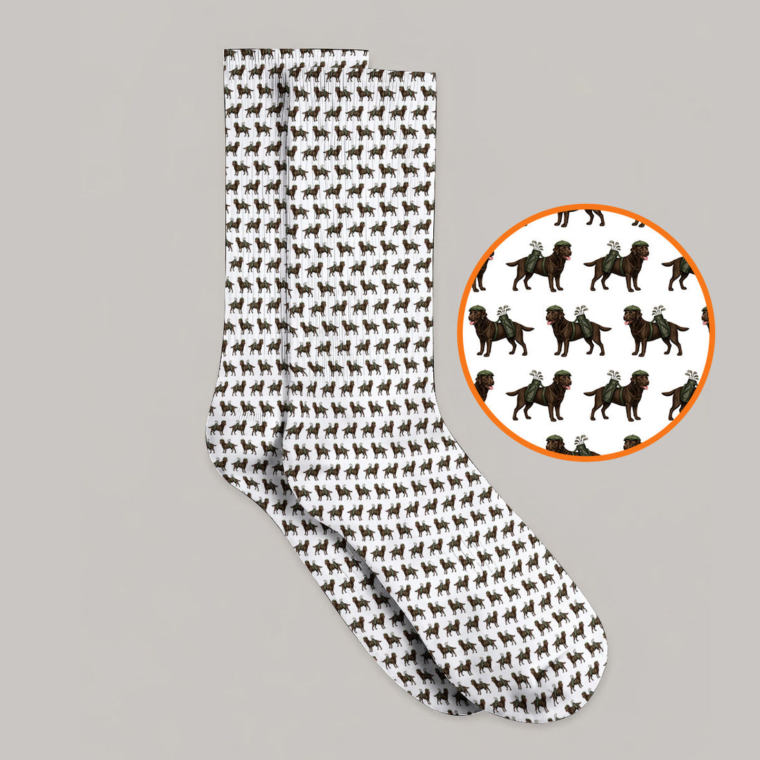 Chocolate Labrador Golf Crew Socks, Funny Dog Golf Socks, Labrador Lover Gift