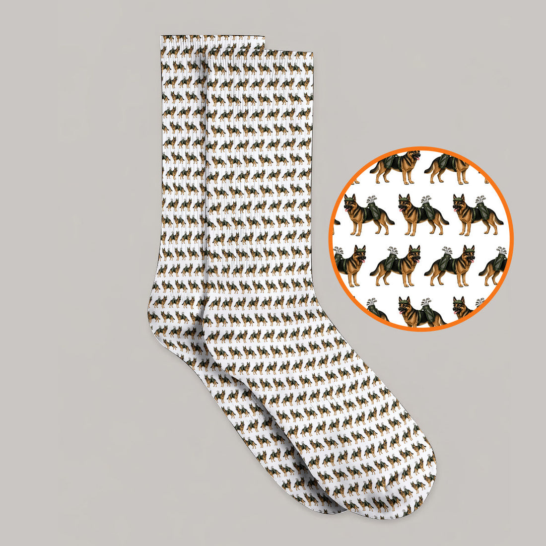 German Shepherd Golf Socks, Dog Lover Pattern Golf Sock, Funny Golfer Dog Gift
