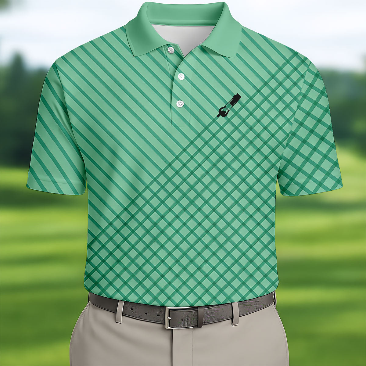 Turf Dad Lawn Mower Logo Cross Pattern Father's Day Golf Shirt, Dad Golf Shirt, Golf Gift For Dad