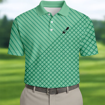 Turf Dad Lawn Mower Logo Cross Pattern Father's Day Golf Shirt, Dad Golf Shirt, Golf Gift For Dad