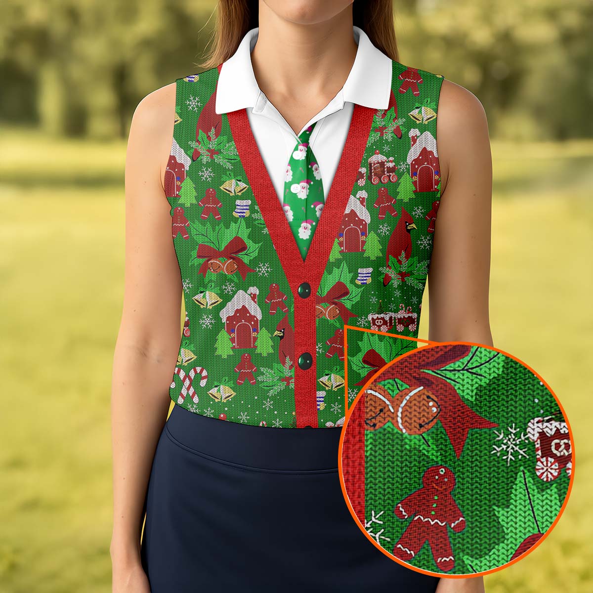 Christmas Pattern Fun Women's Golf Shirts, Christmas Golf Shirt, Unique Gift For Golfer, Ladies Golf Polos