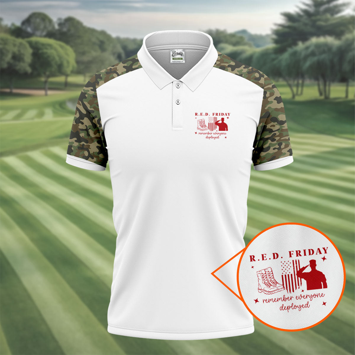 RED Friday Camo White Patriotic 4th Of July Golf Shirt, 250th Anniversary Golf Shirt For Women