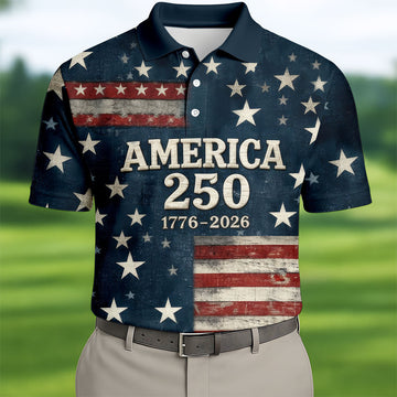 US America 250 Year Anniversary Veterans Day Golf Shirt, Patriotic 4th Of July Golf Shirts For Men